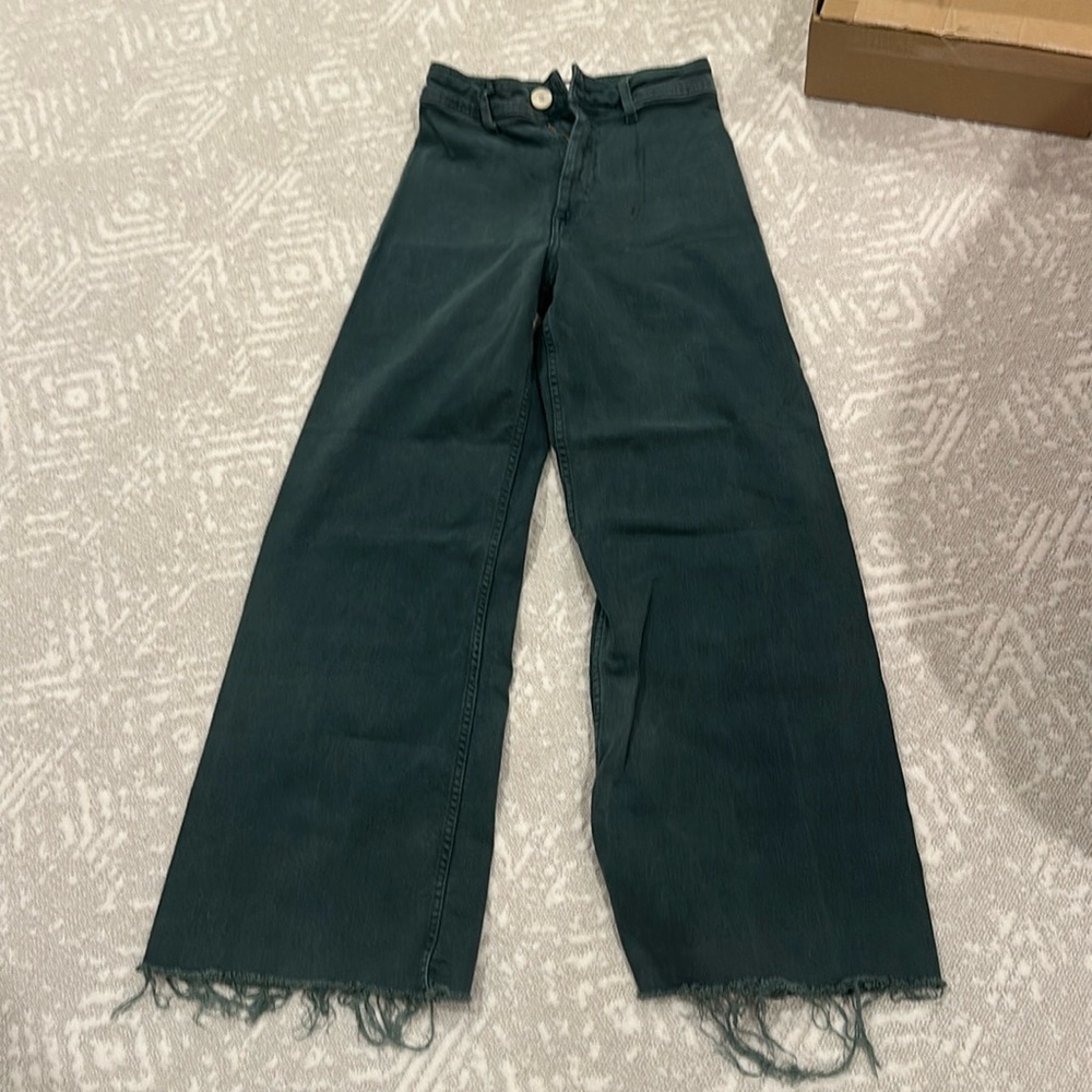 Zara Dark Green Marine Straight Jeans